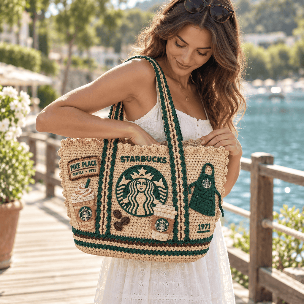 STBK Straw-Style Embellished Tote Bag HTTT