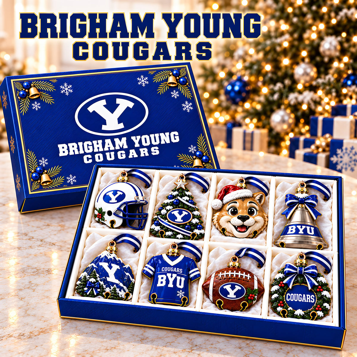Premium BYU Christmas Bell Ornament PVNA