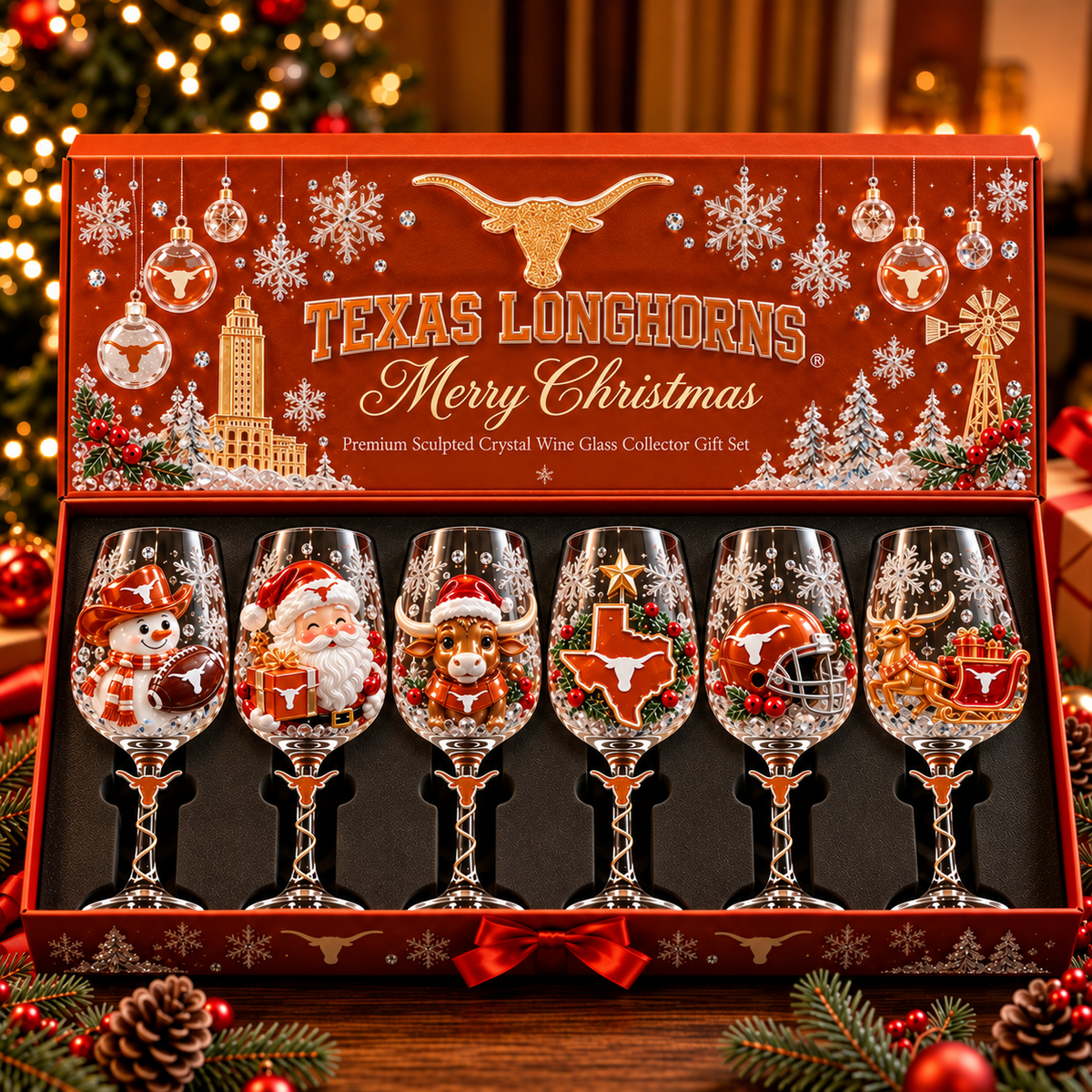 TLS Premium Sculpted Crystal Wine Glass Collector Set TTNL